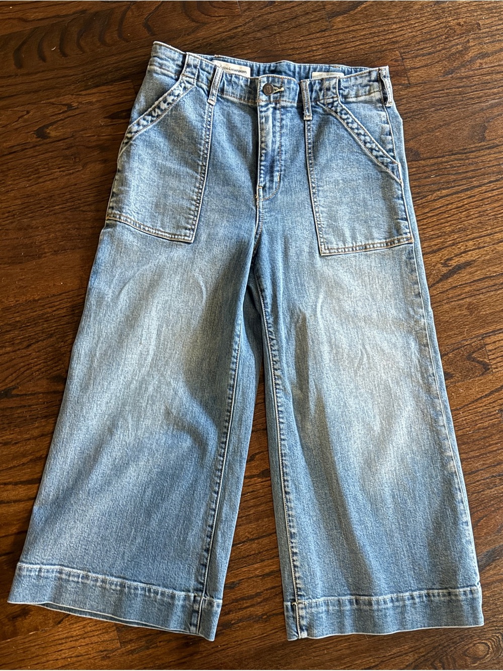 Pilcro and the Letterpress Anthropologie Wide Leg Denim Cropped Jeans